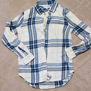 Old Navy Blue and White Plaid Shirt